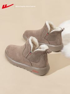 Warm Fleece Lined Thick Winter Snow Boots Womens New 2025 Style Casual Short Tube Synthetic Leather Low Heel round Toe Boots