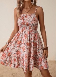 Sweet Summer New Style Miniature Womens Dress Elastic Waist Slim Fit Backless Ruffle Hem One Shoulder Strap Dress City Walk