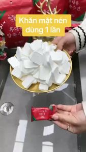 Túi 20 viên khăn nén Hàn Quốc hình viên kẹo tròn Dài 24x30 cm đa năng tiện lợi