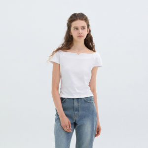 PIAOYA | Slim Fit Square Neck T-Shirt Short Style