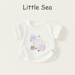 Fashionable Short Sleeve round Neck Kids T-Shirt Slim Fit Summer New Arrival Cartoon Cat Print Versatile Childrens Top for Girls