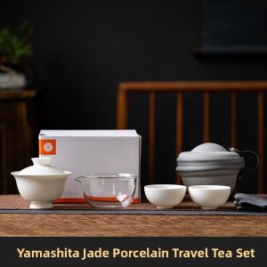 XIYUANJI | Portable Ceramic Tea Set with Bowl and Two Cups