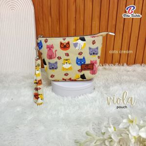 Viola By Biru Tsabita Pouch wanita dengan motif lucu muat hp bahan kanvas