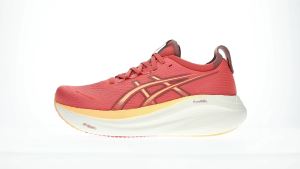 ASICS Women GEL-NIMBUS 27 Running Shoes in Dark Pink Clay/Orange Glow
