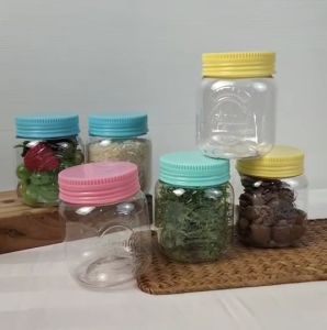 กระปุก ฝาสีพาสเทล กระปุกใส่ขนม กระปุกพลาสติก กระปุกเครื่องปรุง ความจุ 320 Ml.โหลพลาสติก