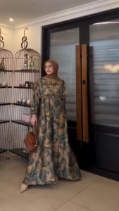 K-FASHION Gamis Terbaru Kekinian Armani Silk Import Baju Wanita Azura Mewah Klok Lebar 3meter Shema