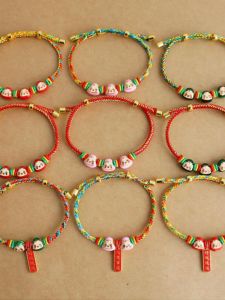 Dragon Boat Festival Smiley Face Baby Hand-Woven Colorful Braided Rope Ethnic Style Bracelet Size Adjustable Couple Kids Carrying Strap