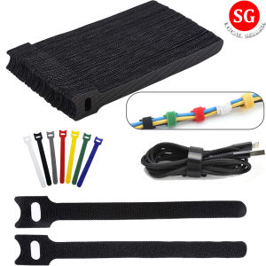 🇸🇬【SG stock】Cable Tie tape Cord Ties Fastening Cable Ties Reusable Nylon Adjustable Cord Straps Premium Adjustable Cord Ties Microfiber Cloth Cable Management Straps Hook Loop Cord Organizer Wire Ties Reusable-multiple colors