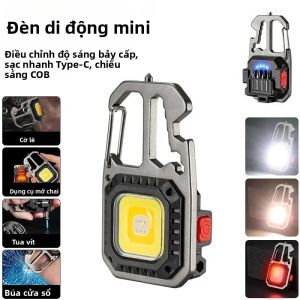 Đèn Pin Móc Khóa Heinast LED Đèn Làm Việc COB Di Động Có Búa Cửa Sổ & Dụng Cụ Mở Nắp Chai Chống Nước Cắm Trại Ngoài Trời Chiếu Sáng Khẩn Cấp Đen 800 Lumens
