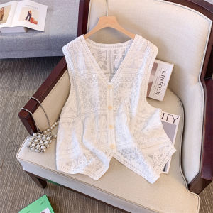 Elegant Fashion New Spring 2026 Womens French Design Plus Size Lace-Up Sleeveless Cardigan