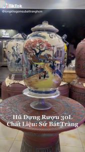 Bình ngâm rượu sứ Bát Tràng cao cấp 30 lit