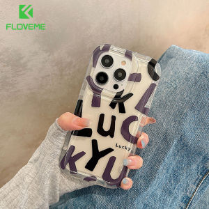 FLOVEME Cute Letter Lucky Smile Clear Phone Case For iPhone 14 13 12 Pro Max 14 Plus INS Simple Soft TPU Shockproof Bumper Back Cover For iphone 14 13 12 11
