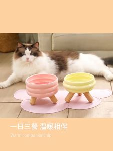 LUXURY Ceramic Bowl with Wood Stand Feeding Bowls Pet Cat & Dog | Mangkuk Seramik Makanan Kucing Stand Kayu Mewah | 猫猫狗狗宠陶瓷碗干粮碗水碗猫碗陶瓷彩色猫狗喂食碗食盆可分开高脚护颈