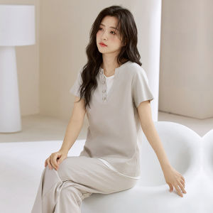 MiiOW | ชุดนอนผู้หญิงผ้าฝ้ายแท้ A-Class Mother Baby Cotton แขนสั้น ชุดอยู่บ้าน ฤดูร้อน 2025 ใหม่ล่าสุด ชุดนอนผ้าฝ้ายแท้สำหรับผู้หญิง