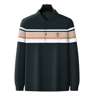 Áo Thun Polo Tay Dài Rộng Rãi Thường Ngày Cho Nam Mùa Xuân Thu Họa Tiết Sọc Màu Trơn Cổ Polo Thời Trang Công Sở