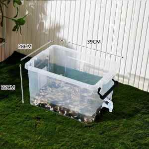 Large Size Turtle Tank with Sunbathing Platform Home Breeding Box Ecological Aquarium Simple Transparent Drainage Pet Supplies