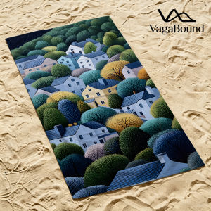 BILIBILI | Village at Dusk Luxury Beach Towels Crafted from Combed Cotton Plush and Absorbent Beach Towel or Pool Towels