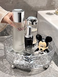 Acrylic Cosmetic Storage Rack Rotating Makeup Desk Lipstick Organizer Bathroom Shelf Skin Care Products round Storage Box