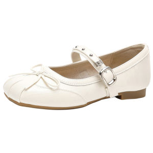 Josiny | Ballet Style White Flats Mary Jane Shoes