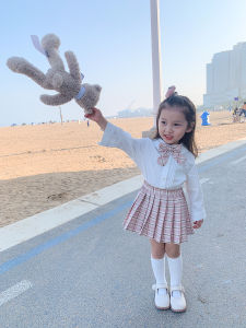 2023 Spring And Autumn New Girls JK Uniform Suit Children S Preppy Style Stylish Two-Piece Suit Baby Pleated Skirt Clothes