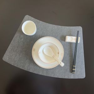 New Chinese Style Hotel High End Dining Mat Fan Shaped Waterproof Oil Resistant Table Mat Heat Insulation Dinnerware Pad Home Use