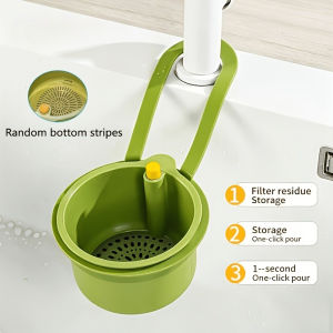 1pc Self Cleaning Kitchen Sink Strainer Basket Press Automatic Dumping Waste Catcher Faucet Hanging Draining Basket Trash Filter