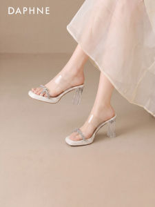 Daphne | Clear Crystal Heel Womens Summer Flip Flops