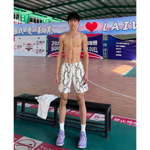 Quần Short Bóng Rổ American Five-Point Mỏng Nhanh Khô Mùa Hè Họa Tiết Rắn Màu Trắng Cho Nam Quần Thể Thao Tập Luyện