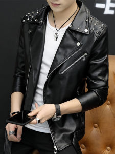 Áo Khoác Da Nam Ấm Áp Thời Trang Phong Cách Đường Phố Mùa Thu Dài Tay Khóa Kéo Túi Áo Khoác Ngoài Áo Khoác Da PU