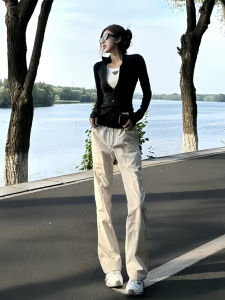 ZHUOCAN | American Street Summer Slim Fit Flare Pants Straight Leg Sport Trousers