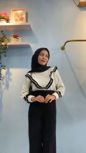 SWEATER RAJUT RUPPLE BLOUSE WANITA KOREAN STYLE / DIBA SWEATER RAJUT RENDA MOTIF CABLE STRIPE