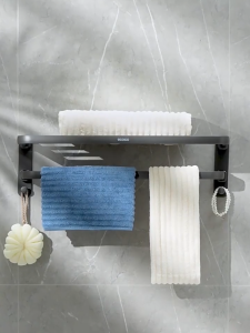 Ecoco Bathroom Towel Rack Shower Room Organizer Space Aluminum Rustproof Foldable for Narrow Space