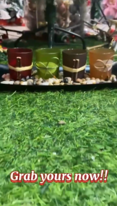 Votive Candle Holders with Rocks and Tray Vintage Candlescape Set of 4 Natural Tea Lights Candle Holders for Home