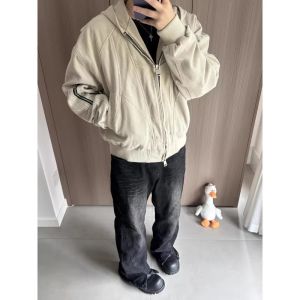 Dày Dặn Lông Cừu Ngắn Mùa Thu Mùa Đông Áo Khoác Dành Cho Nam Thanh Niên Thoải Mái Áo Khoác Bông Trùm Đầu Hạng Nặng Khóa Kéo Mặt Đóng Cửa Túi