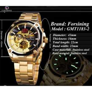 JAM TANGAN FORSINING 8207 GOLD ORIGINAL MEKANIK TANPA BATERAI FULL STAINLESS