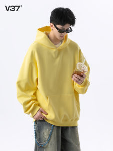 เสื้อสเวตเตอร์มีฮู้ดแบบหลวมๆ สำหรับผู้ชาย V37 Cleanfit ฤดูใบไม้ผลิและฤดูใบไม้ร่วง 2025 ใหม่ ขนแกะ ทรงหลวม ลำลอง เสื้อคลุมกันหนาว