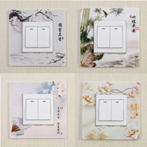 4 Pack Switch Stickers Wall Stickers Switch Protective Sleeve Plastic Free Paste Living Room Bedroom Lamp Switch Socket Decorative Sticker