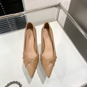 Pointed Toe Thin Heel High Heels Soft Leather Slip-On Work Commute Professional Shoes Korean Style Spring New Arrival