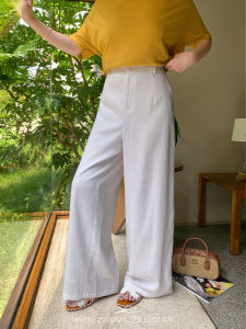 MASISI | Relaxed Fit White Linen Wide Leg Pants