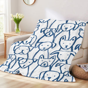 Beast Kingdom | Dog Sketches Winter And Summer French Plush Blanket Soft And Fluffy Comfortable Wool Blanket Sofa Ideal Gift