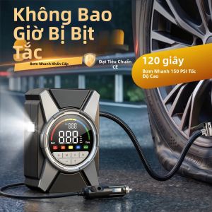 Máy Bơm Lốp Ô Tô Di Động 12V Kỹ Thuật Số 150PSI Tích Hợp Đèn LED Dùng Cho SUV Xe Tải Xe Máy Xe Đạp Và Bóng Bơm Hơi Nhanh