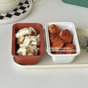 Korean Style Fried Chicken Baking Tray Rectangular Toast Baking Box Sushi Plate Carbon Steel Retro Finish Universal Use