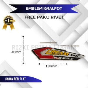 Emblem knalpot merek CREAM-PEI free paku rivet