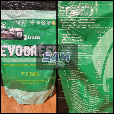 Suplemen Fitness EVOLENE Evogreen 50 sachet serving 1600 gram Whey Protein Vegan