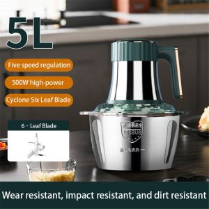 House Life 5L Electric Meat Grinders Food Crusher Stainless Steel Multifunctional Vegetable Slicer Processor Chopper Kitchen Appliances