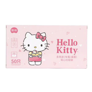 Sanrio | 50pcs Sanrio Hello Kitty Pink Simple Garbage Bag Disposable Kitchen Plastic Bag Cute Portable Desk Car Garbage Storage Bag