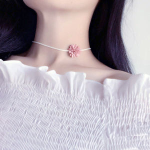 Trendy Floral Sweetness Leather Rope Necklace Womens Choker Clavicle Chain Fairy Girl Sweet Flower Bracelet Female Neck Band Chain