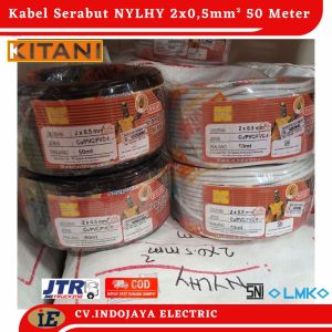 Kabel Nylhy 2x05mm Kitani Panjang 50 meter Kabel Listrik Serabut Warna Hitam Dan Putih Kabel Instalasi Listrik Kabel Nymhy 2x05 mm Kabel.Murah Berkualitas