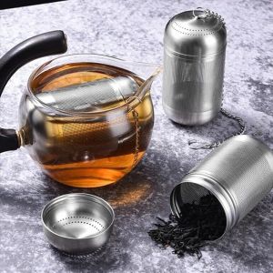 Stainless Steel Tea Infuser With Chain Multi-purpose Herbal Leaf Spice Locking Mesh Filter Kitchen Accessories