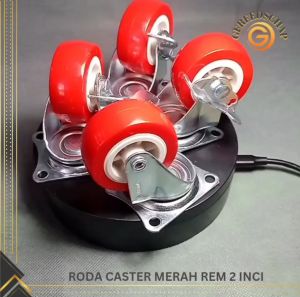 4 pcs Roda Caster Hidup Plus Rem 50mm 2 Inci Kaki Roda Etalase Troli